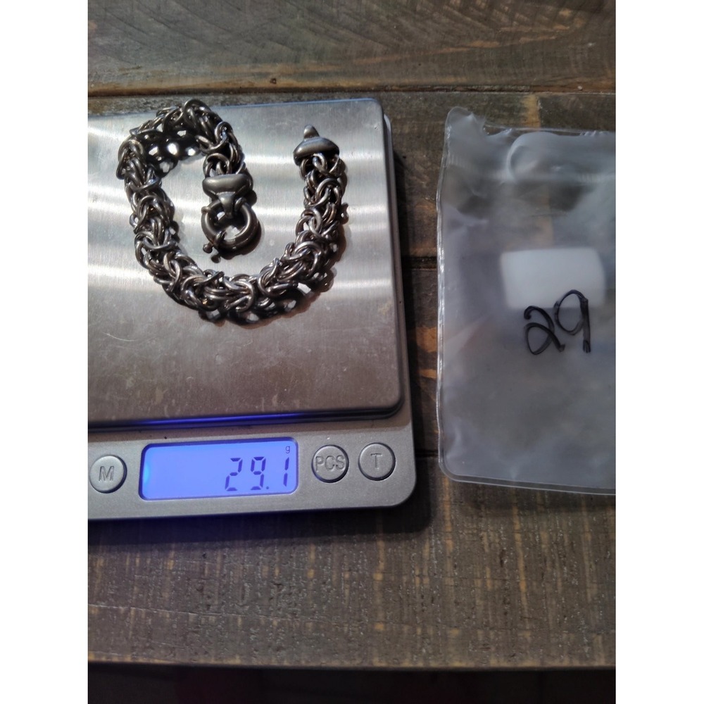 925 Sterling Silver Byzantine Chain Bracelet 8" Heavy 29.1g Sailor Clasp